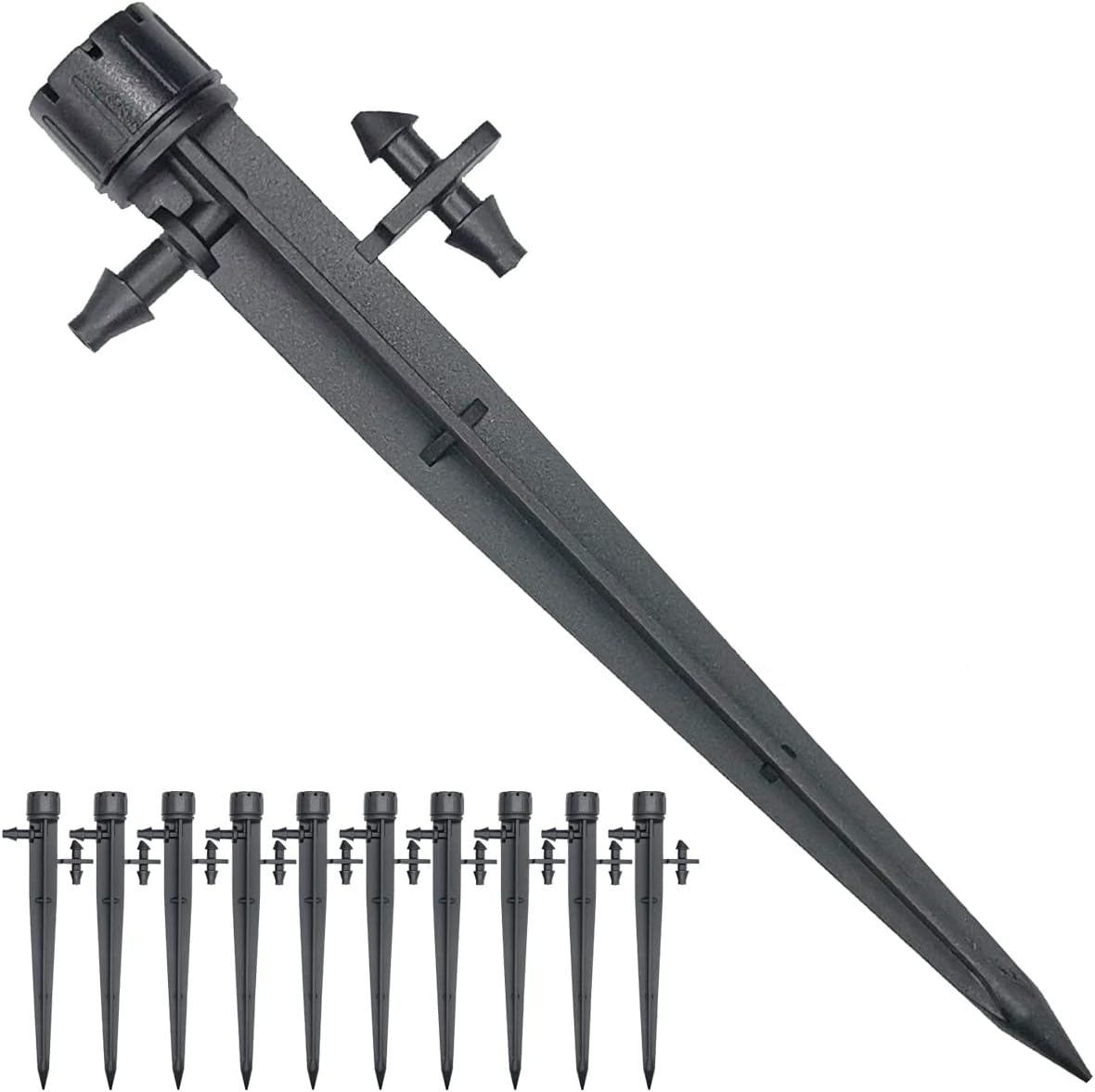 50 Pcs Drip Irrigation Emitters, Adjustable Flow 0-18 GPH Irrigation Drippers with Stake, 360 Degree Flow Sprinkler Head, Micro Sprinkler for Garden Patio Lawn Flower Bed