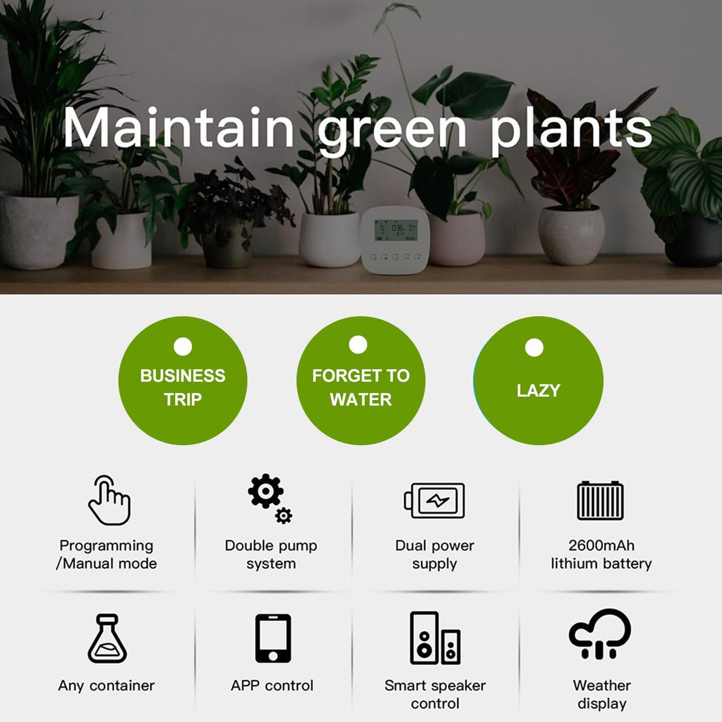 Smart Automatic Plant Watering System - Plant Watering Devices for 20 Potted Plants，Auto Drip Irrigation System Programmable Timer & Compatible with Alexa