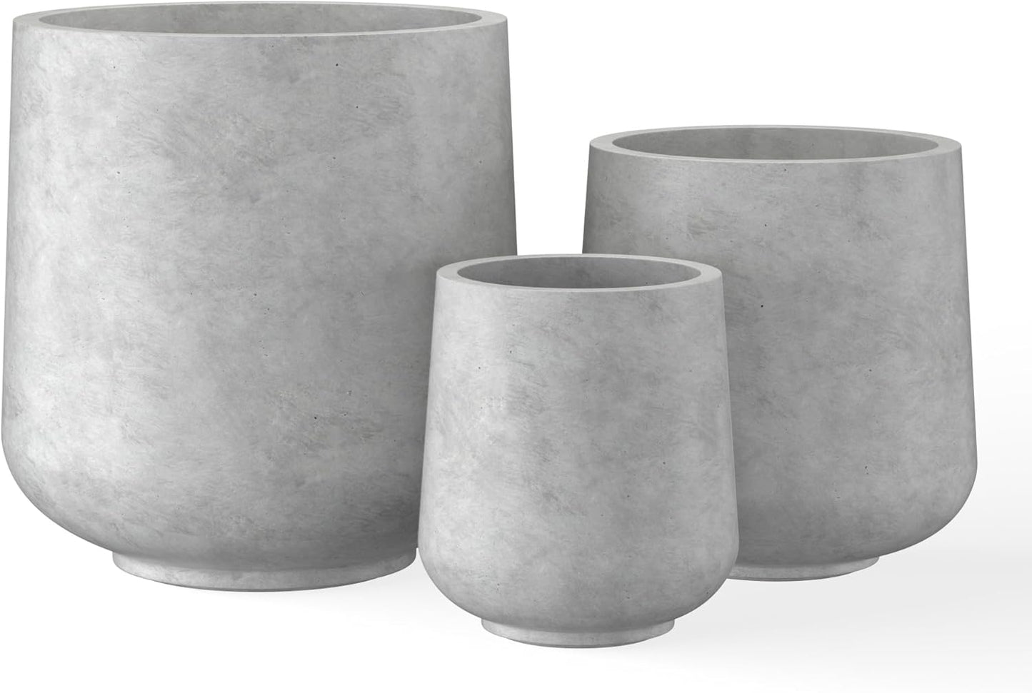 Kante 15.3"+11.6"+8.2" Dia Round Concrete Planter, Large Outdoor Indoor Planter Pots Containers with Drainage Holes and Rubber Plug for Home Garden Patio, Natural Concrete