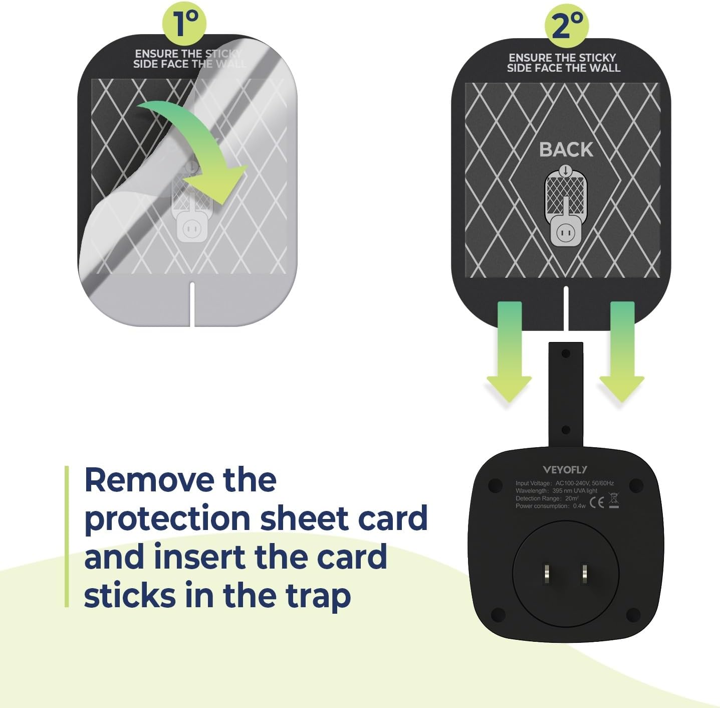 VEYOFLY Fly Trap Indoor Refill, Fruit Fly Traps for Indoors, Gnat Traps for House Indoor,Fly Catcher, Fly Trap,Plug in Catch for Fruit Flies,Moths,Gnats,Mosquito Trap (Pack of 5 Refills-Black)