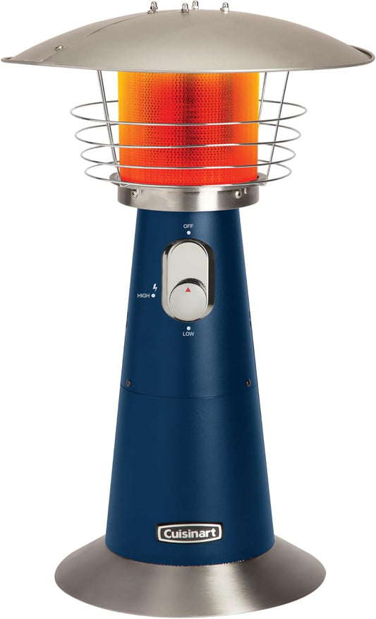 Cuisinart Portable Tabletop Patio Heater, 11,000 BTU Outdoor Propane Heater with Safety Tilt Switch and Adjustable Heat, Burner Screen Guard, 30 sq. Foot Heat Range, Navy