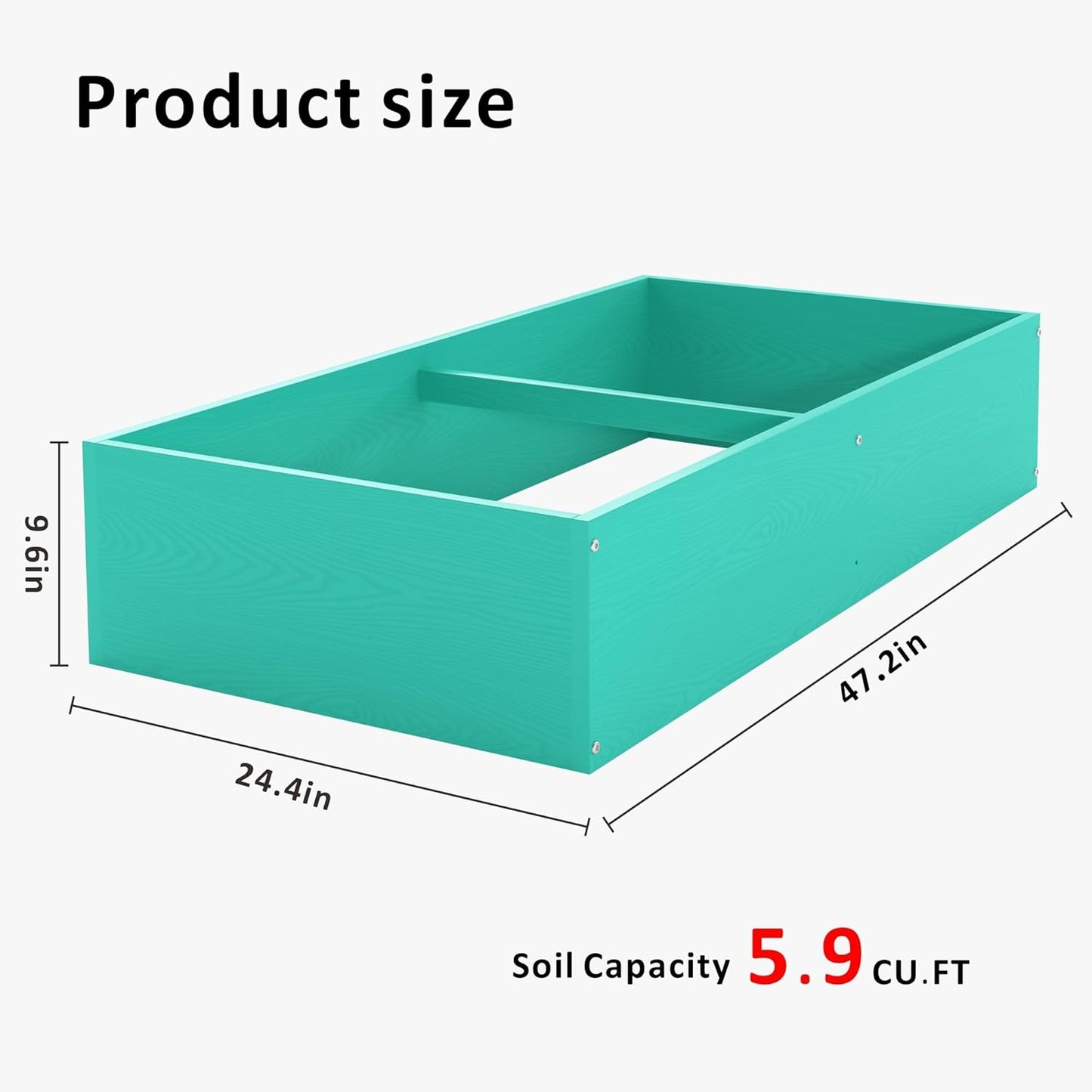 HDPE Raised Garden Bed 47.24 * 24.4 * 9.65 in,Vegetable Planter Bed Outdoor,Elevated Horticulture Planter Bed,Waterproof,Rot-Resistant and Non-Cracking Above Ground Garden Bed(Aruba Blue)