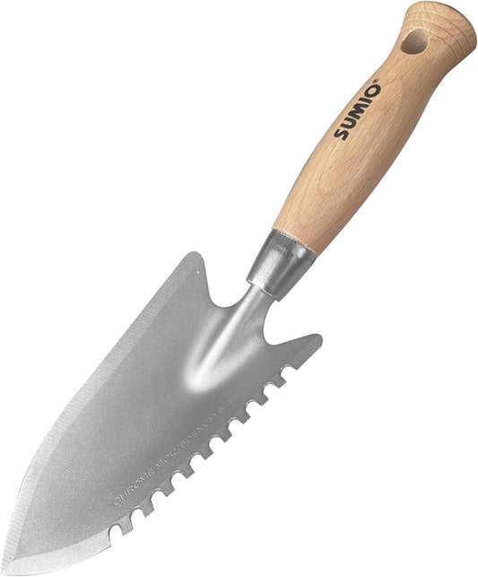 SUMIO 11.6" Weeding Trowel with Serrated Edge, Alloy Steel Digging Trowel Garden Shovel for Digging, Planting, and Loosening Soil