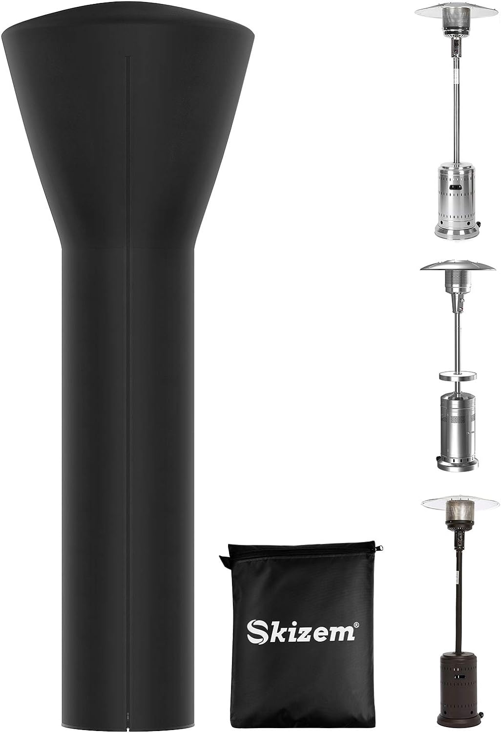 Outdoor Patio Heater Covers with Zipper,Upgraded 420D Oxford Fabric with PU Coating Material,100% Waterproof Windproof Anti-UV Snow-Poof,36 Months of Use (89'' H x 33" D x 19" B)