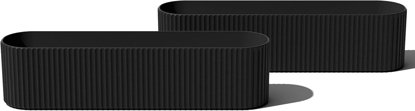 Veradek Demi Series Window Box Planter - Long Planter Box for Windowsill/Balcony | Durable Plastic-Stone Composite Material | Modern Décor for Flowers/Herbs