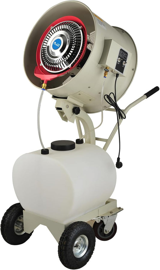 LI-GELISI High Power Misting Fan – All Metal With 1250 Sq Ft Cooling & 13 Gal Tank (White 550W/20 inches)