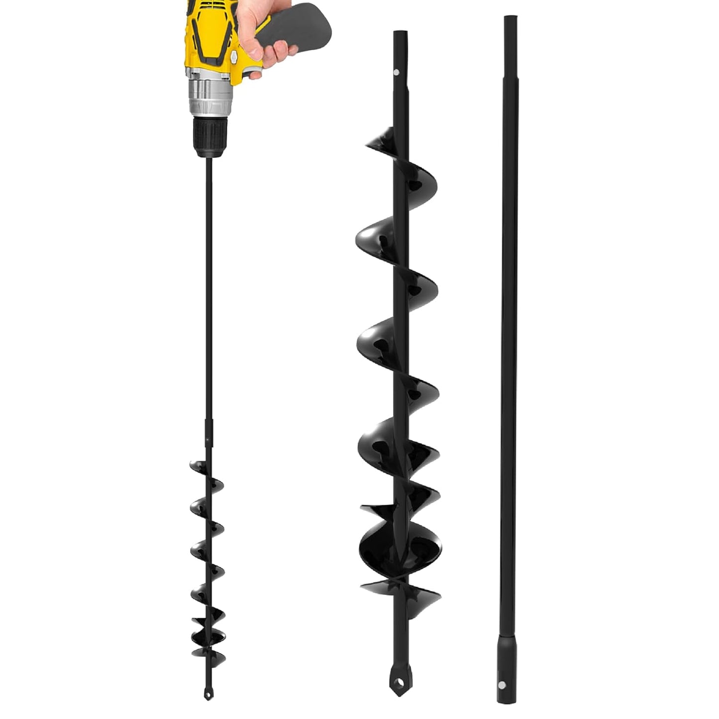 Auger Drill Bit for Planting 2x32'' - with Extension - Spiral Hole Planter for Bulbs, Fence Posts, and Umbrella Holes - 3/8'' Hex Drive Drill- Gardening Hole Digger Yard Tools