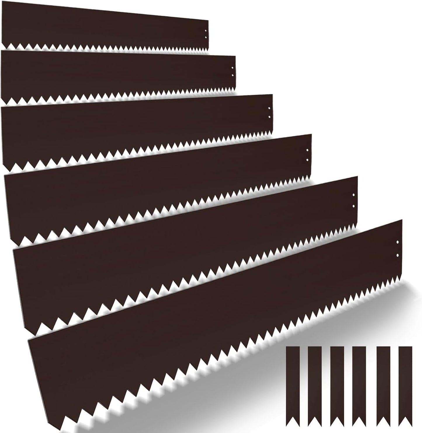 40" L x 8" H Metal Landscape Edging, Heavy Duty Galvanized Steel Garden Edging,6 Pack Steel Landscape Edging with Clips for Lawn, Flower Bed, Yard (Brown)