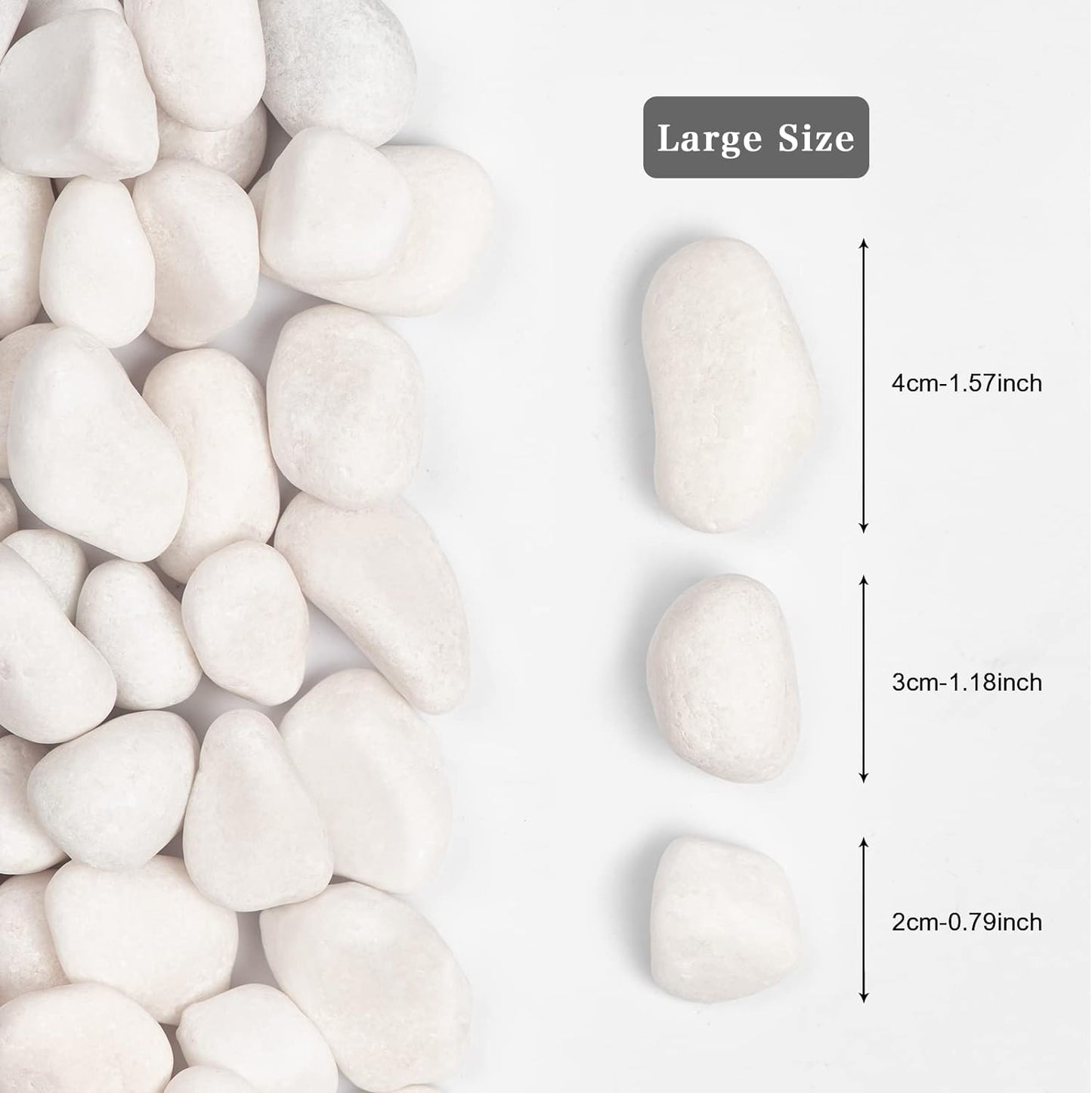 20lbs White Natural River Rocks, Polished Pebbles for Plants Garden, 1-2 inch Decorative White Stones, Ideal for Fish Tank, Vases, Crafting, Home Decor and Garden Landscaping Rocks,White