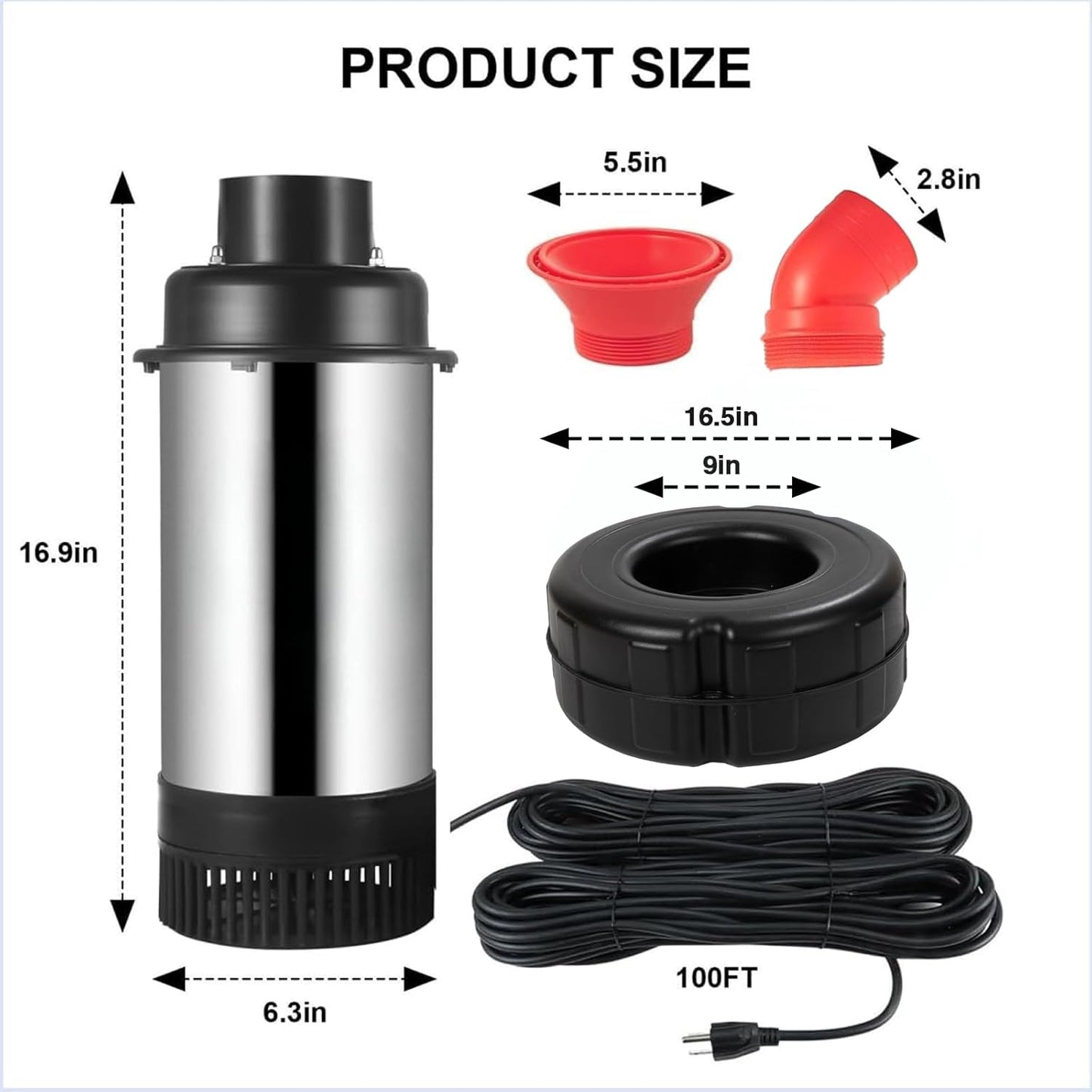 Pond Fountain Aerator, 1HP 10000 GPH Floating Fountain Pump with Timer & 100FT Cord, Stainless Steel Pond Jet System for Large Outdoor Ponds & Lakes