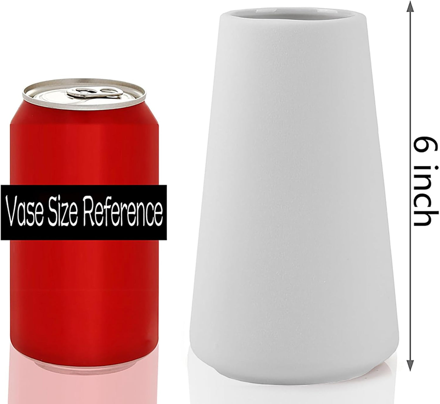 Simple Vase for Flowers Plants, Matte Vases for Modern Table Shelf Home Decor Wedding Boho Decor, 6" H Frosted Elegant Ceramic Vase for Pampas Grass Fluffy Stem Bouquet Lavender Flowers (White, 2)