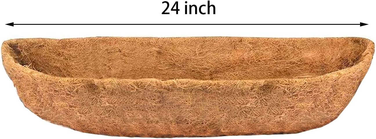bboUod 2 pcs Garden Coconut Planter Liners Preformed Window Box Liners Natural Trough Coco Liner Coir Mats (24 inch)