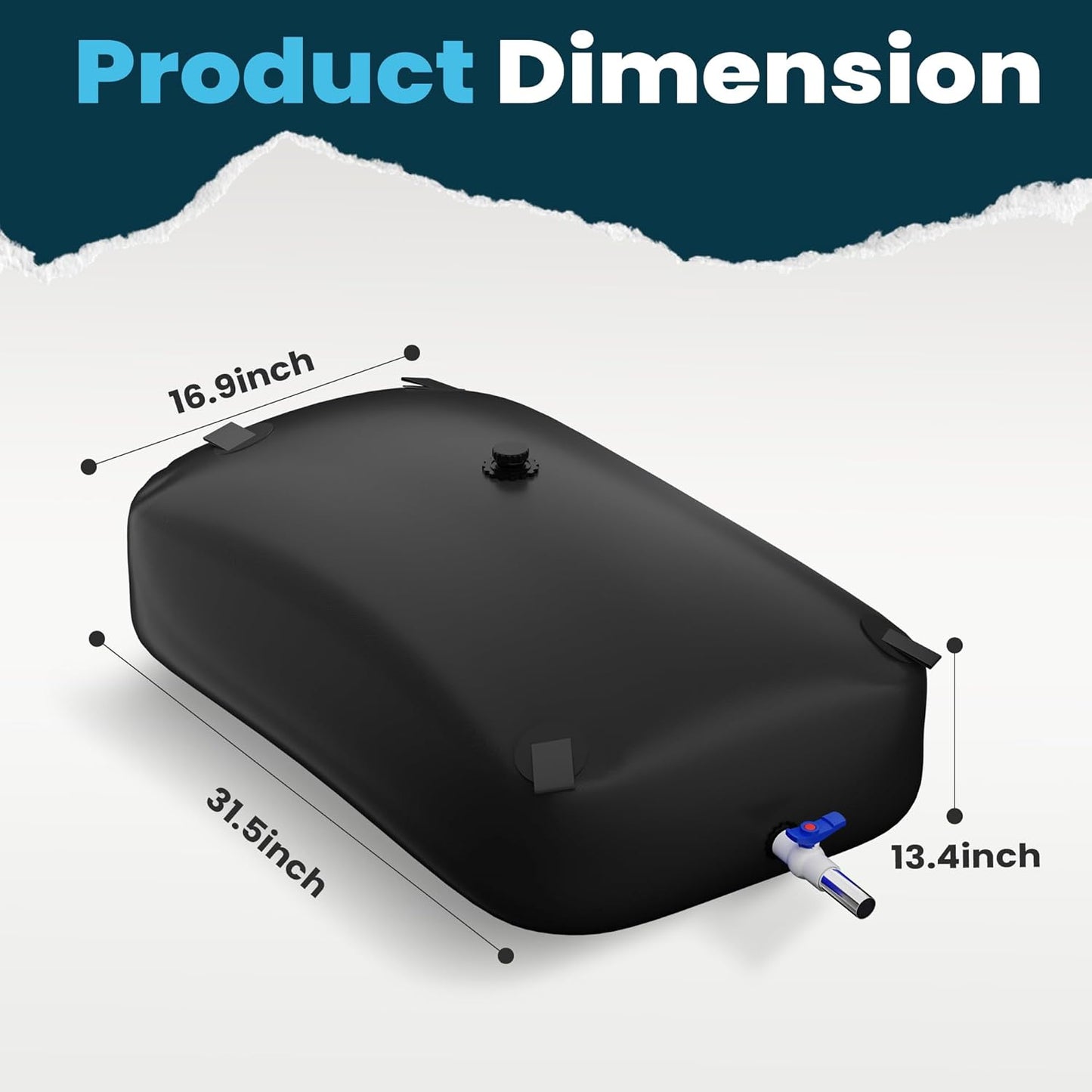 Large Capacity Water Storage Bladder, Portable Water Tank Containers, Bladder Tank for Drought Resistance, Fire Prevention, Emergency Water, Agricultural Irrigation Outdoor(110L/29Gal,Black)