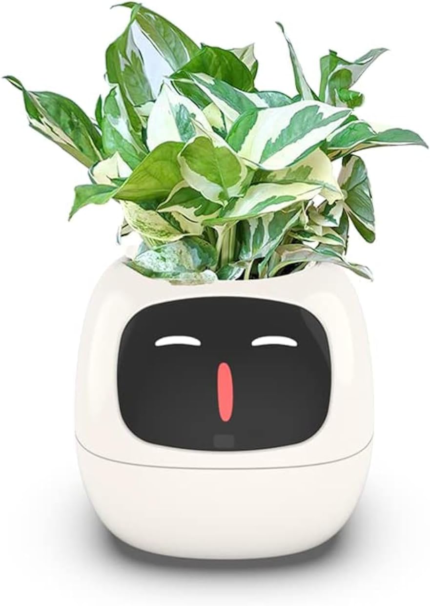 Smart Flowerpots,Smart Pet Planter,Ai Planter,Intelligent Flowerpots,Multiple Expressions,7 Smart Sensors, and Ai Chips Make Raising Plants Easy and Fun for Living Room,Plant-Free(White