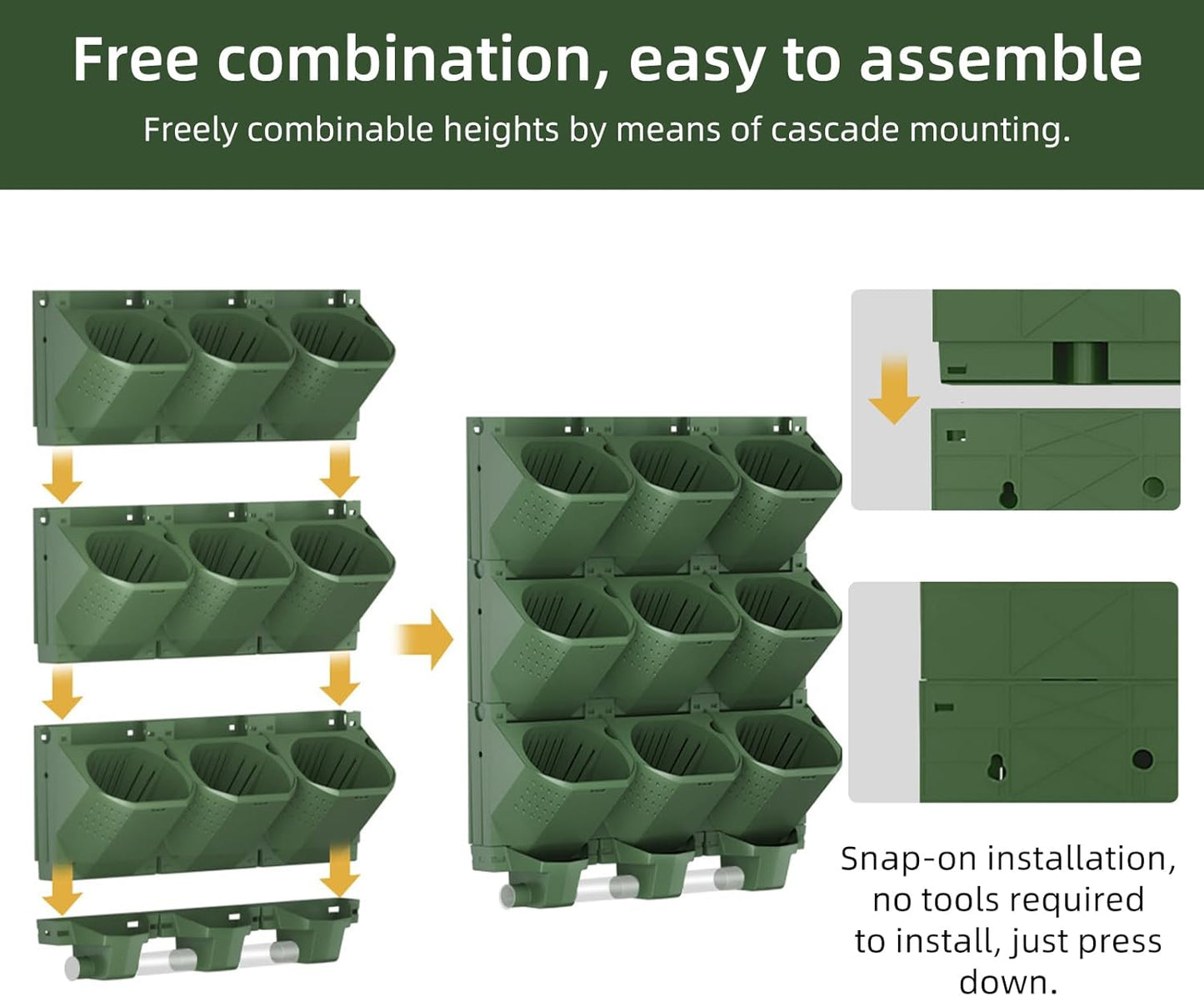 Self Watering Wall Planter with 36 Pots, Vertical Garden Planter for Indoor Plants, Wall Mounted planters Hanging Flower Herbs Vegetables for Garden (36POTS with Irrigation System)