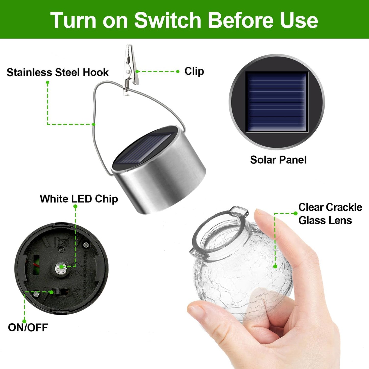 Solar Outdoor Lights Decorative 12 Pack, Hanging Solar Garden Lights Waterproof, Solar Powered Globe Cracked Glass Ball Lantern for Yard Patio Fence Tree Umbrella Holiday Decoration, Warm White