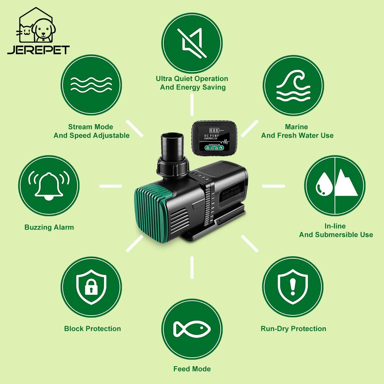 4800GPH Aquarium 36V DC Water Pump with Controller, 105W Submersible and Inline Return Pump for Fish Tank,Fountains,Sump,Hydroponic,Pond,Freshwater and Marine Water Use,25FT Max Lift