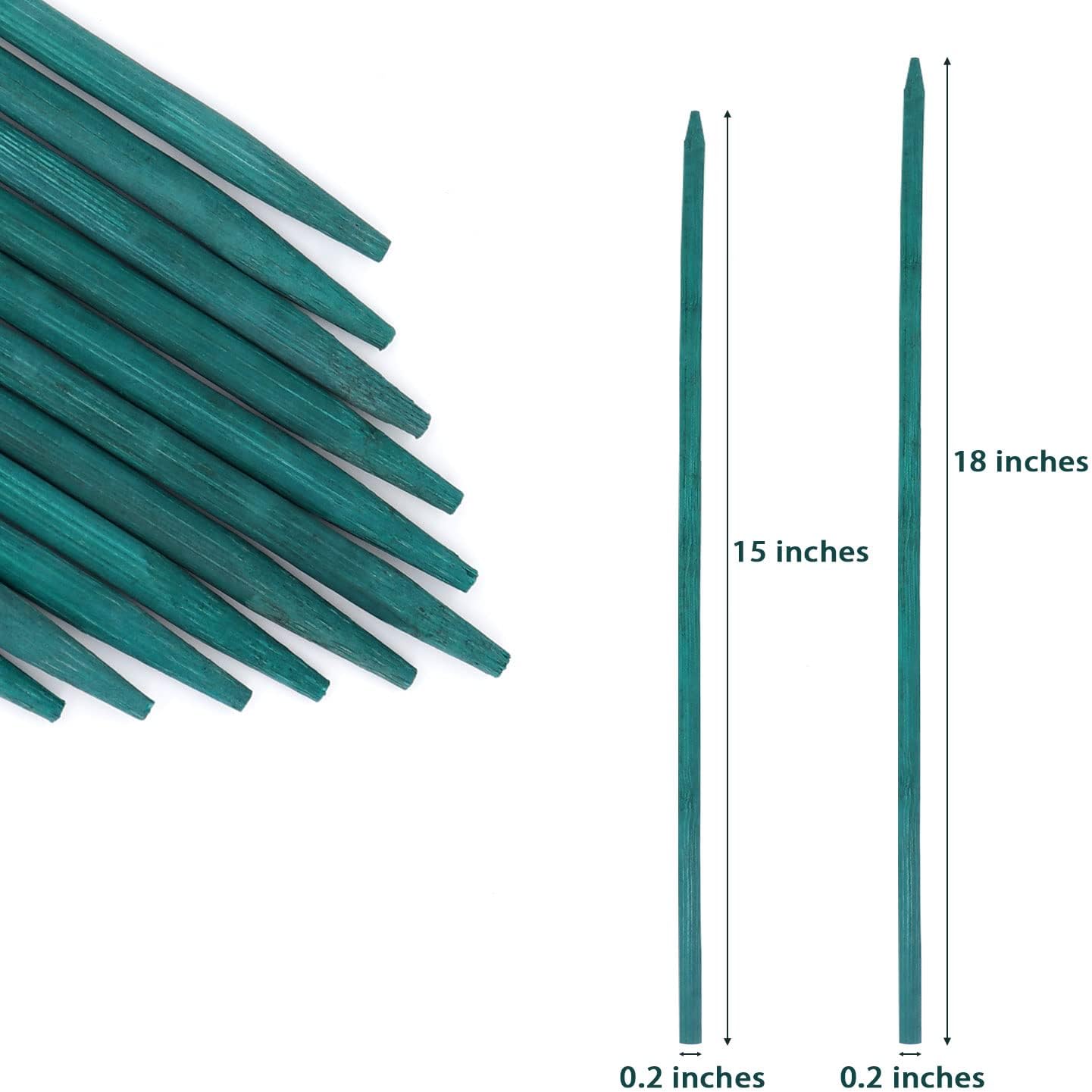 Green Bamboo Plant Stakes, Plant Sticks Support for Indoor and Outdoor Plants, Garden Wood Sturdy Bamboo Sticks, Floral Plant Support Stakes for Garden Plants 25 Pack（18 Inches）