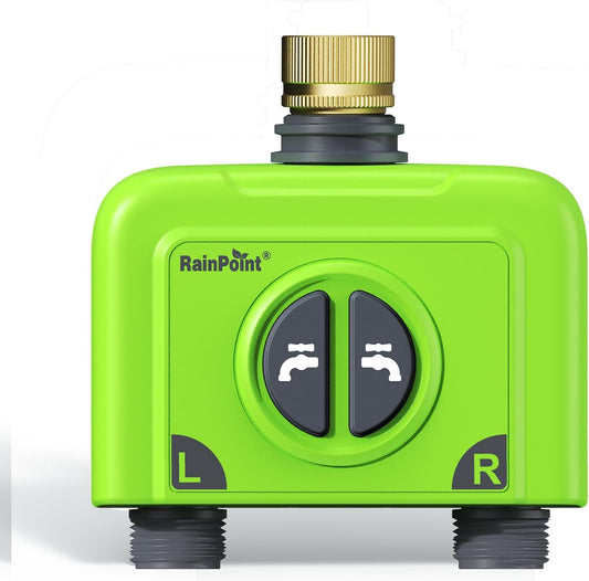 RAINPOINT WiFi Water Timer for Garden Hose, Brass Inlet 2 Zone WiFi Sprinkler Controller, Smart Hose Timer Valve, Automatic Drip Irrigation System/Rain Delay for Garden/Lawn/Yard (No Gateway)