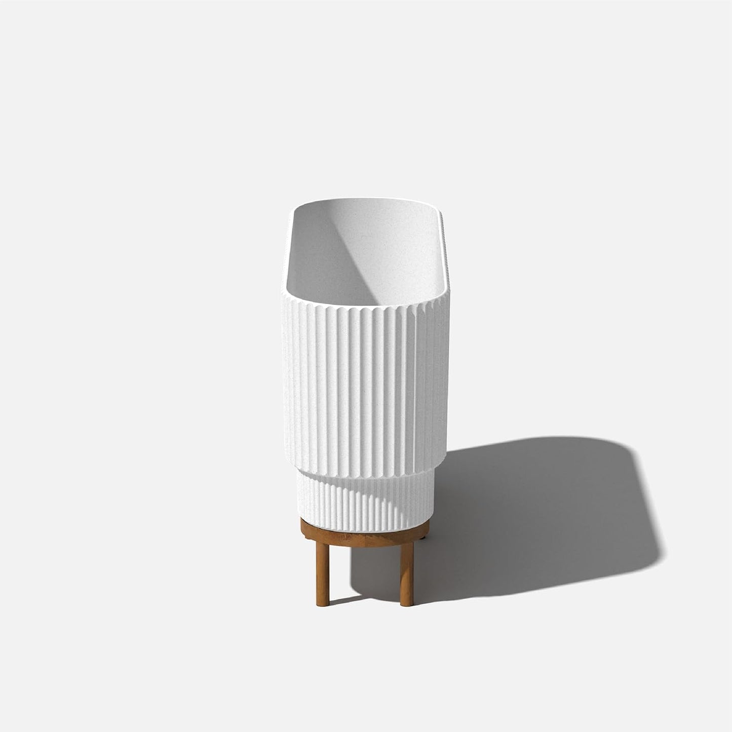 Veradek Demi Series Raised Long Planter for Indoor/Outdoor Use | Made from Plastic & Stone w/Wooden Stand | Modern Patio Décor for Flowers/Shrubs