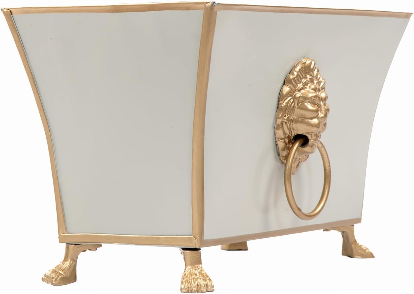 Jaye's Studio Paws and Claws Regency Fluted Rectangular Cachepot, Taupe Metal Planter for Indoor Plants, Rectangle Flower Plant Pot, Wedding Decor Centerpiece Planter, 12 Inch