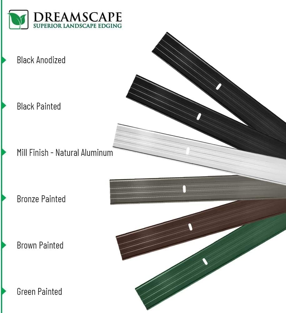 Dreamscape E-Z Edge Aluminum Landscape Edging - 8 Strips, 6ft Each (48ft Total), Black - Professional Quality Landscaping Border, Metal Divider for Lawn, Garden, Flowerbed…