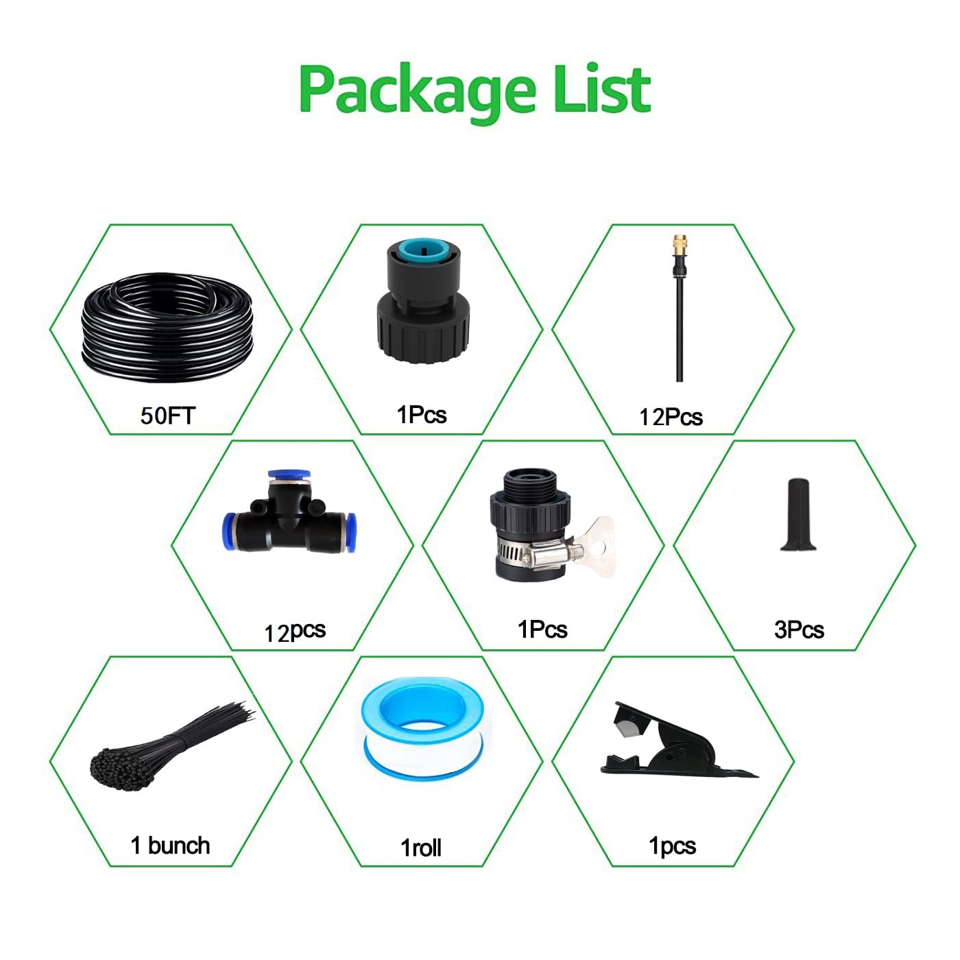 New Quick Connector Drip Irrigation Kits,Automatic Irrigation System With Replaceable 360-degree Bending Dropper,atomizing Copper Nozzle For Watering System For Garden Plant Lawn Patio.(Copper Nozzle)