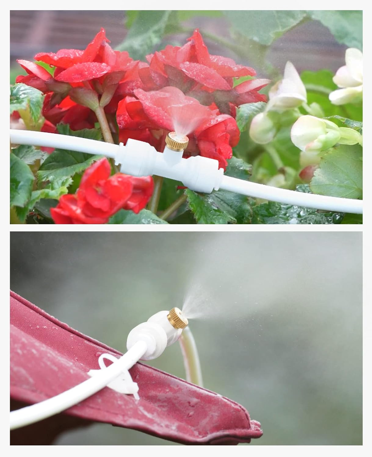 HOMENOTE Misting Cooling System, 26.3FT (8M) Misting Line + 7 Brass Mist Nozzles + Brass Adapter(3/4") Misters for Outside Patio Cooling Garden Greenhouse Watering