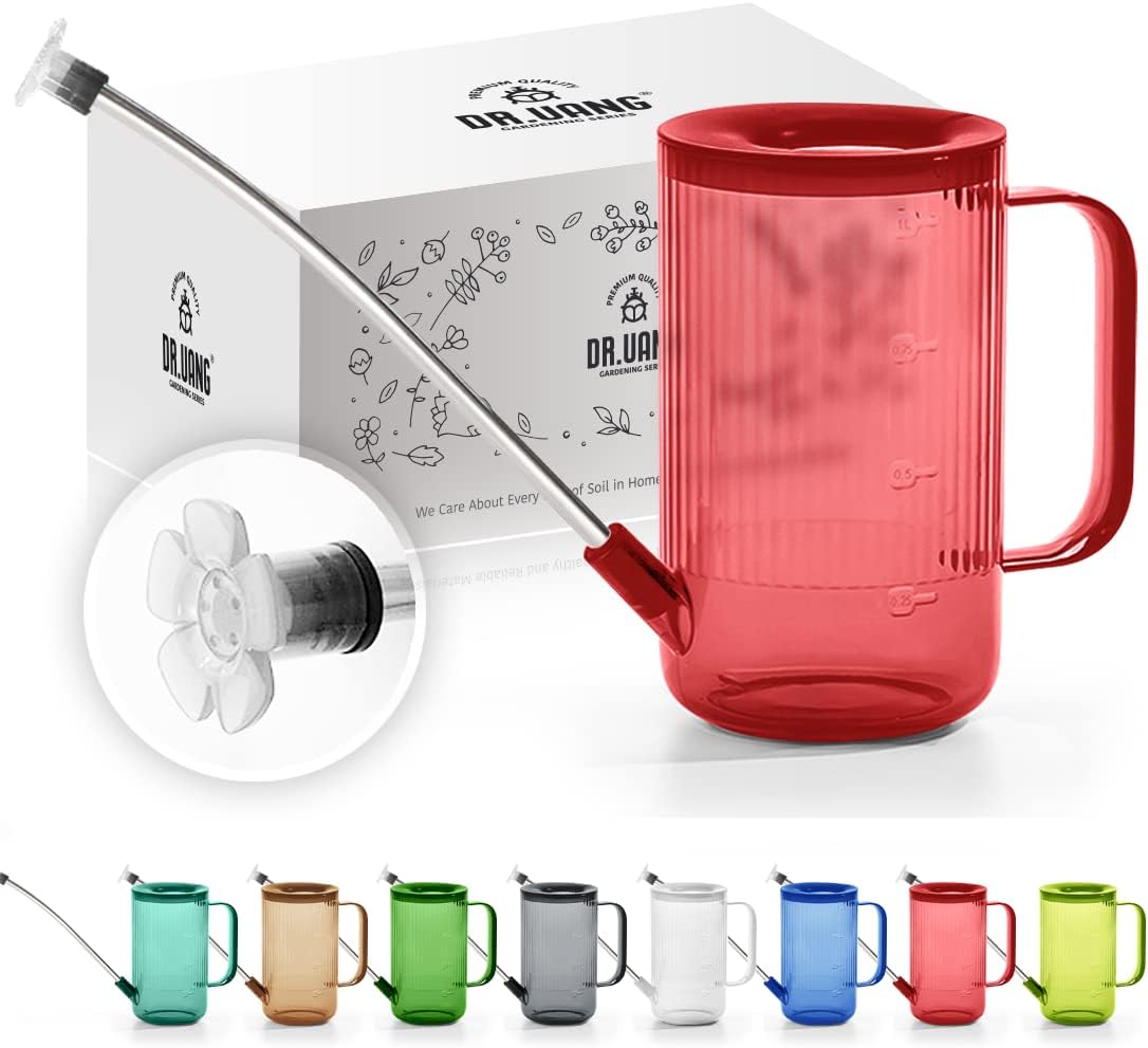 Small Watering Can Indoor Plants with Long Spout (1L, Red)