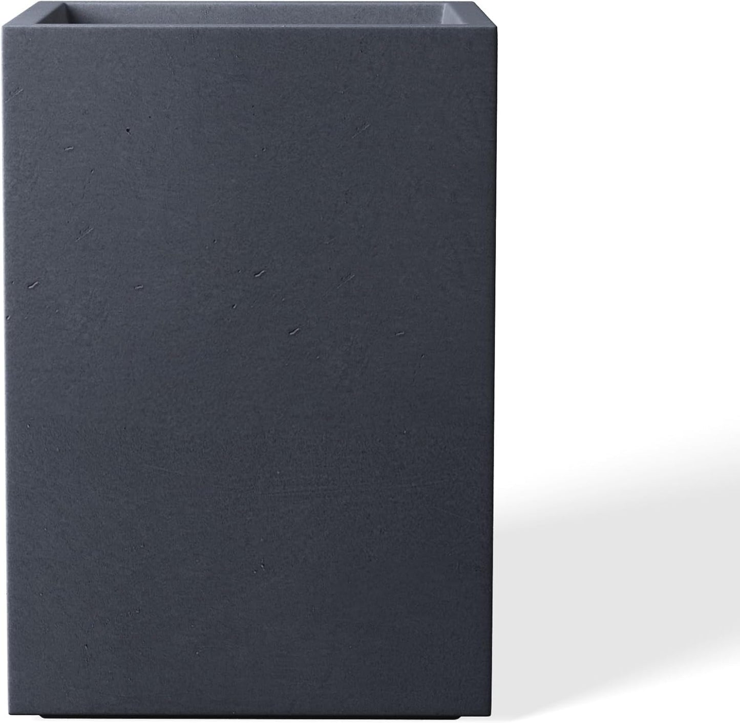 Kante 12.6" H Tall Rectangular Concrete Planters, Outdoor Indoor Lightweight Plant Pots with Drainage Hole and Rubber Plug, Modern Style for Home Garden Patio, Charcoal