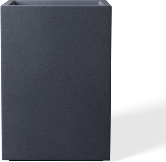 Kante 12.6" H Tall Rectangular Concrete Planters, Outdoor Indoor Lightweight Plant Pots with Drainage Hole and Rubber Plug, Modern Style for Home Garden Patio, Charcoal