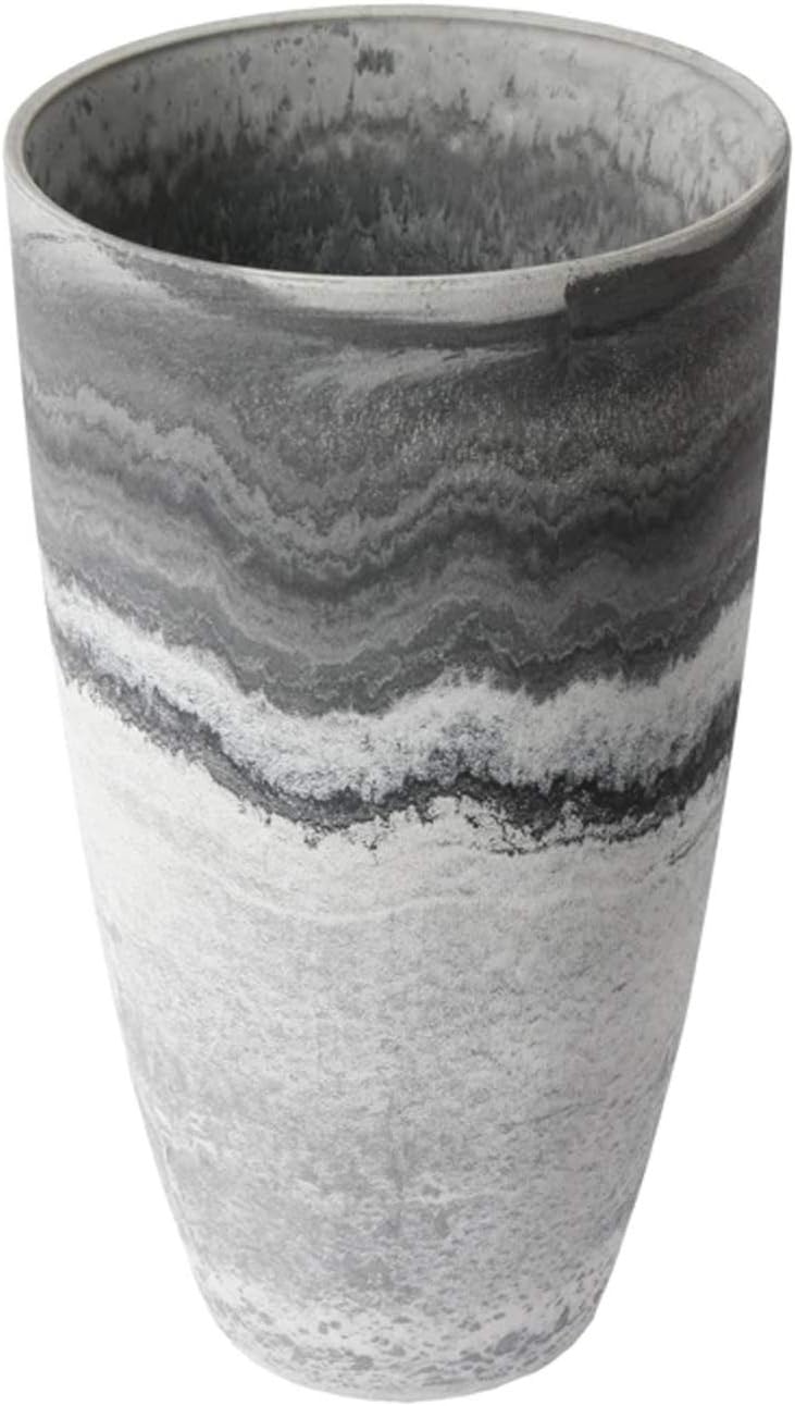 Algreen Products Acerra Composite Vase Planter with Drainage Hole, Decorative Texture, Removable Plug for Lawn and Garden, Marble