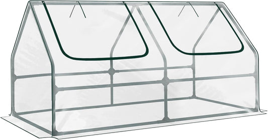 BPS 6x3x3 ft Mini Greenhouse with Transparent PVC Cover UV-Protected Roll-Up Zipper Windows, Ideal for Indoor or Outdoor Use on Raised Garden Beds