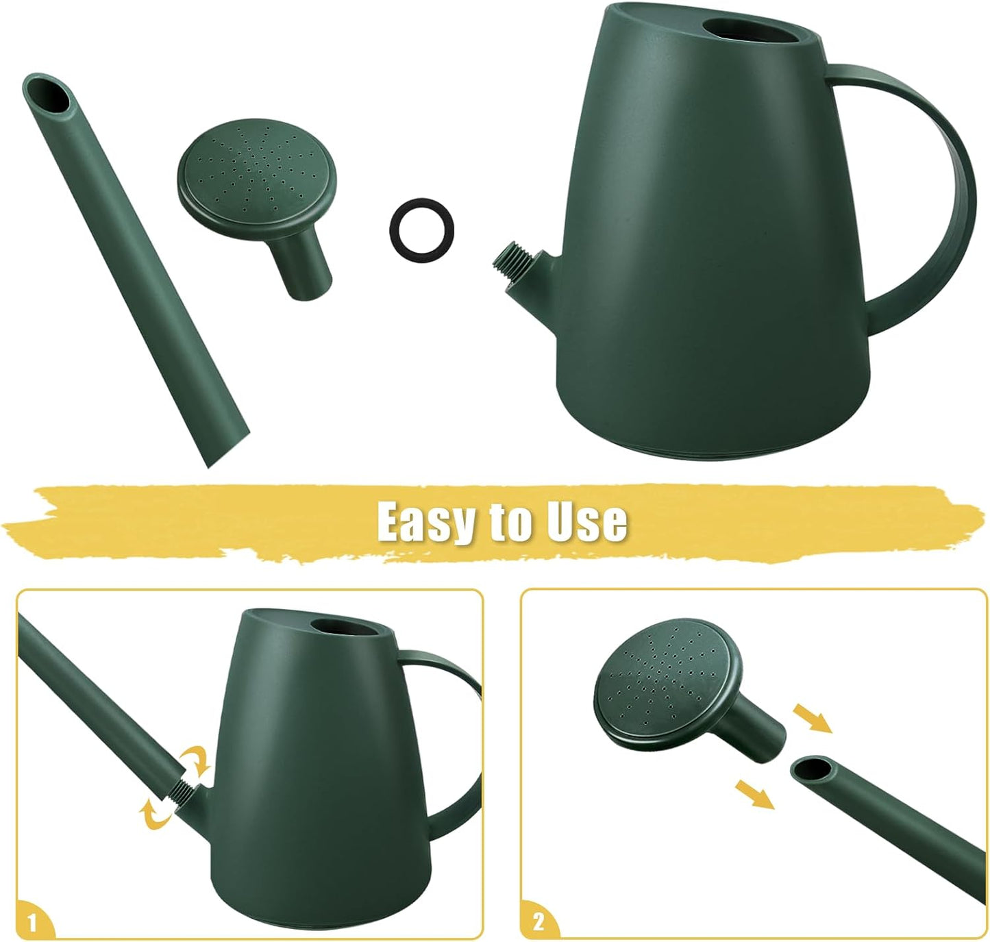Watering Can for Indoor Plants, Small Watering Cans for House Plant Garden Flower, Long Spout Water Can for Outdoor Watering Plants 1. 8L 1/2 Gallon (Dark Green)