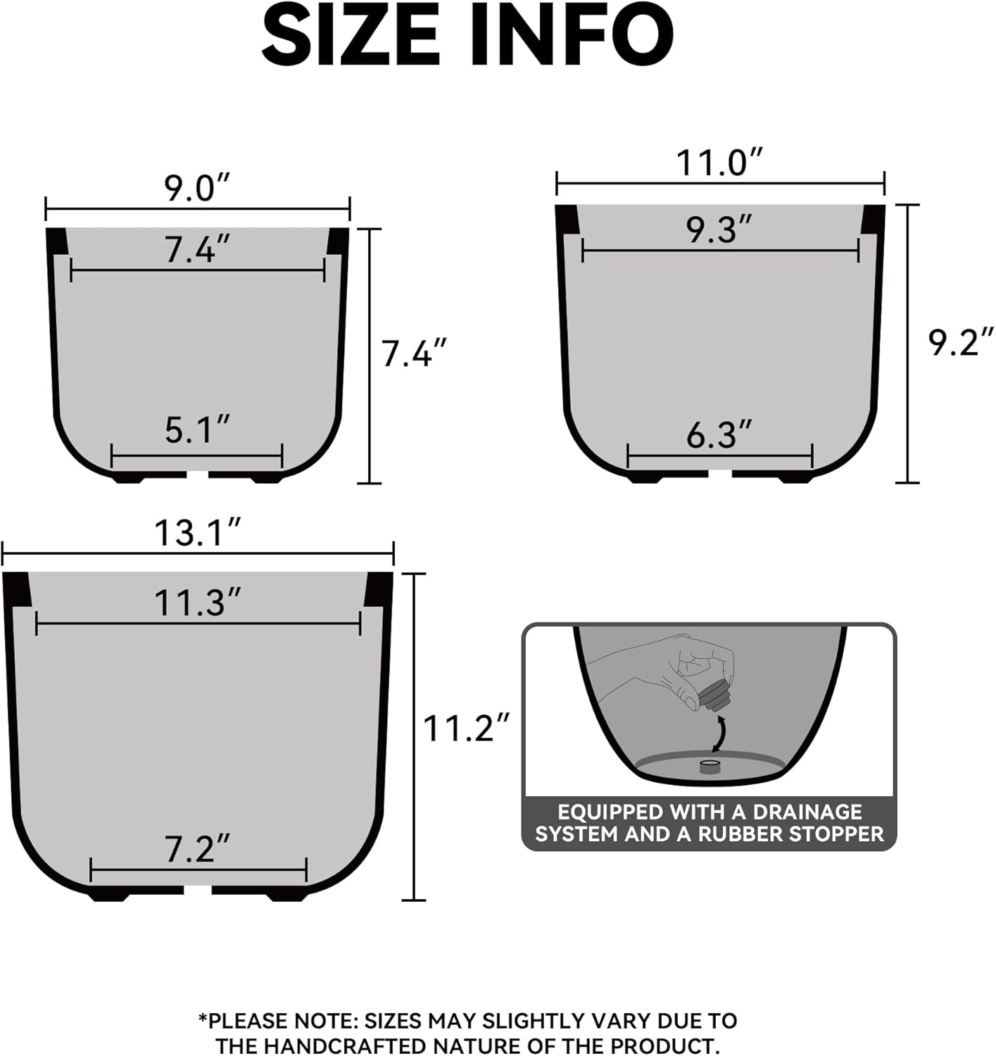 Kante Round Concrete Planter, 11 Inch Dia Classic Style Large Plant Pot with Drainage Hole for Indoor & Outdoor Plants, Ideal for Home, Patio, Garden, White