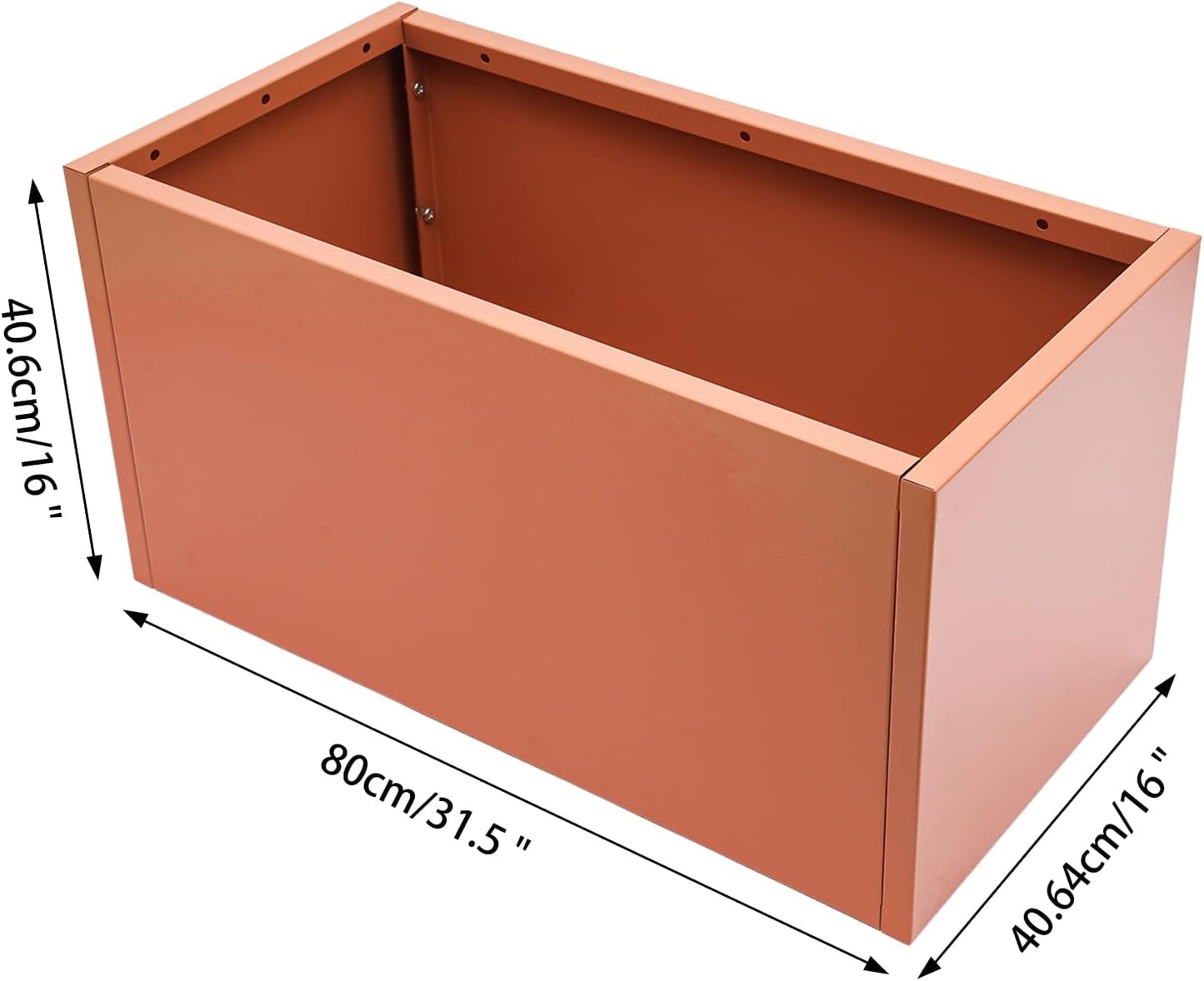 31.5" L x16 W x16 H Metal Flower Boxes Planter Boxes Outdoor Raised Garden Bed Indoor Outdoor Planting Bed Rose Gold Rectangle Planter Box for Patios Lawn Yard Decor Storage