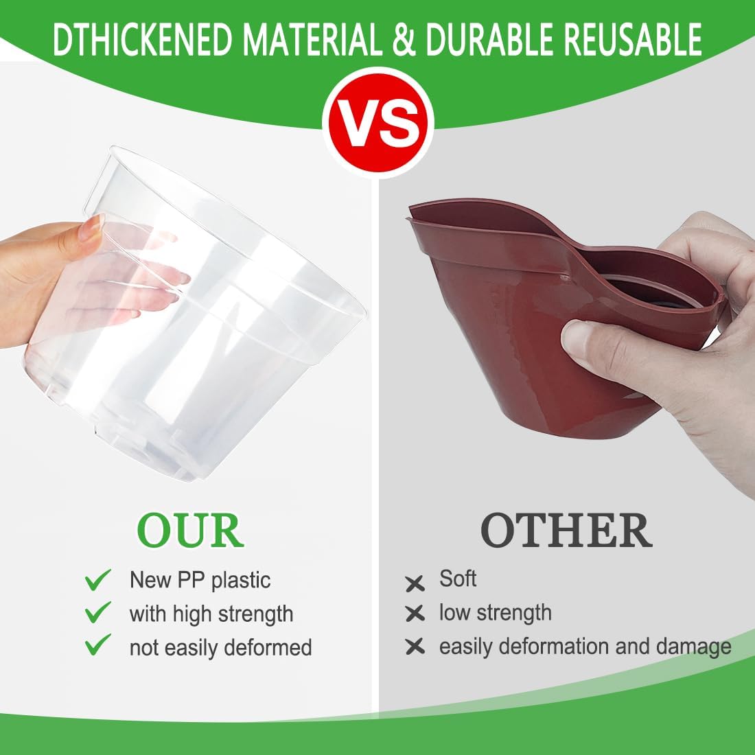 BTPLASTIK Clear Plastic Nursery Pots for Plants, 6 Inch Transparent Plant Pot with Drainage Holes, Flower Pots with Saucers, Seed Starter Pots with 15 Pcs Plant Labels, Gardening Gifts