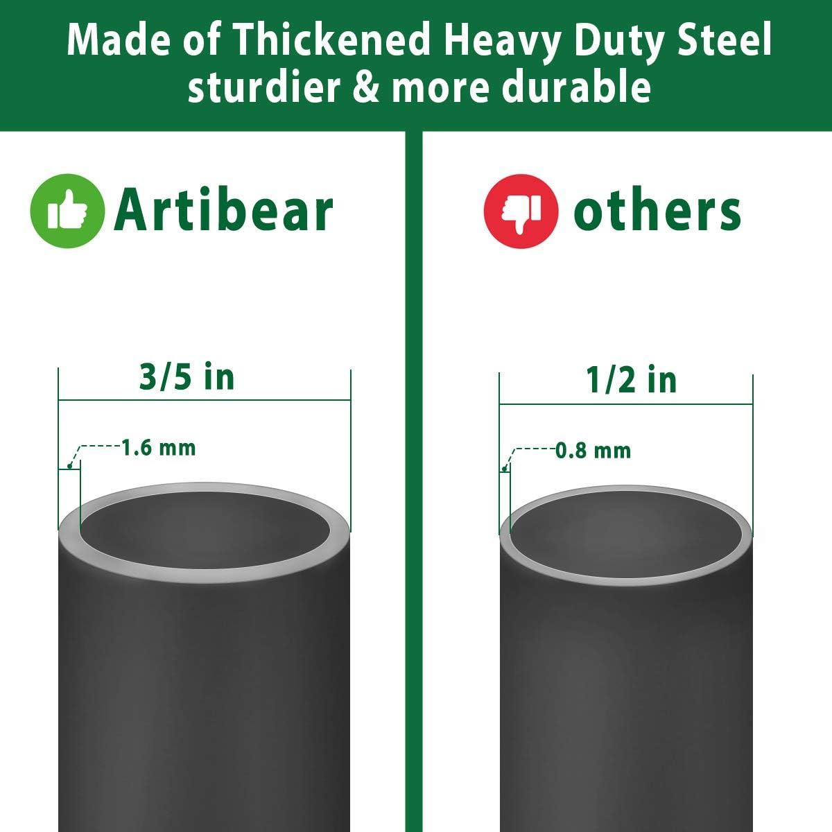 Artibear Adjustable Outdoor Shepherd Hook Stand with 5 Prong Base, 76 Inches Tall 3/5 in Thick, Shiny Black (1 Packs)