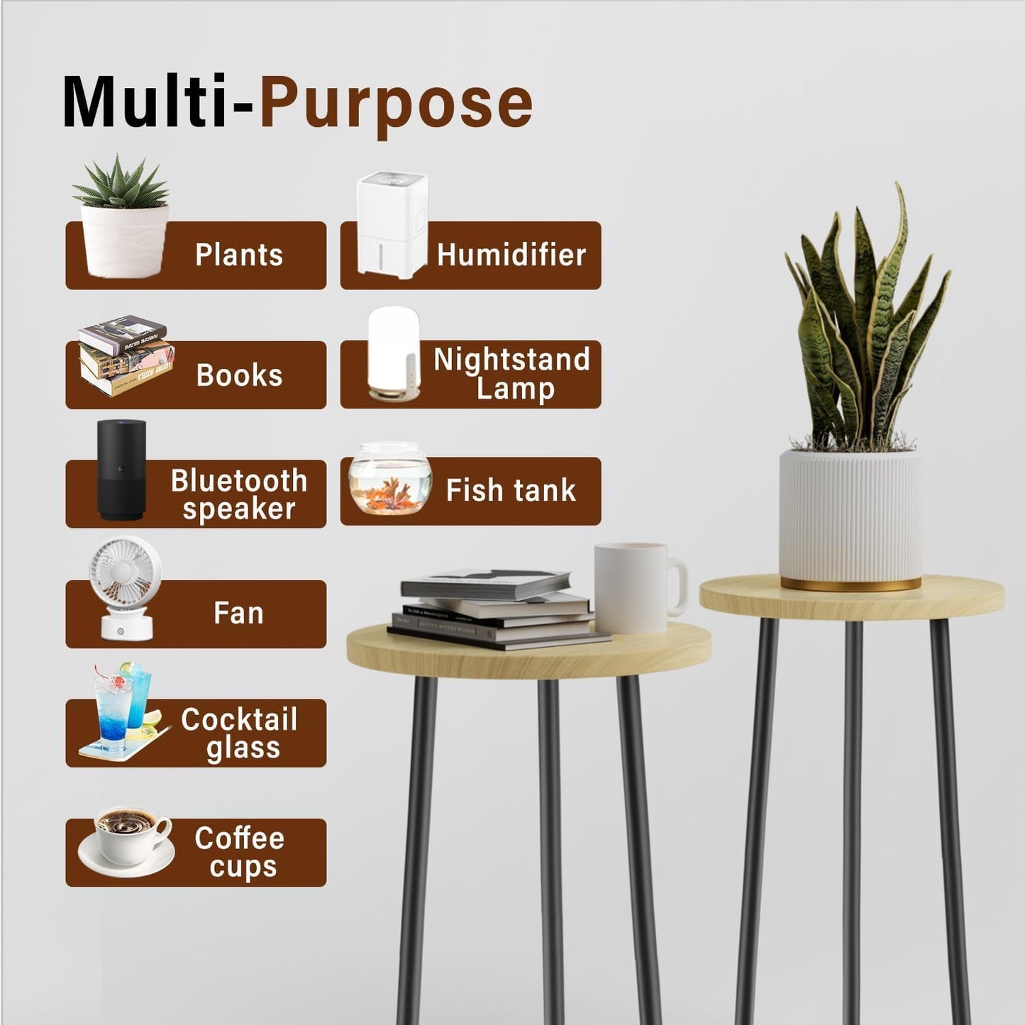 Plant Stand Indoor Outdoor: 2 Pack Indoor Plant Stand 20'' Convertible Multi-purpose Holder - Mid Century Modern Decor - Tall Plant Table for Living Room/Balcony/Garden/Patio