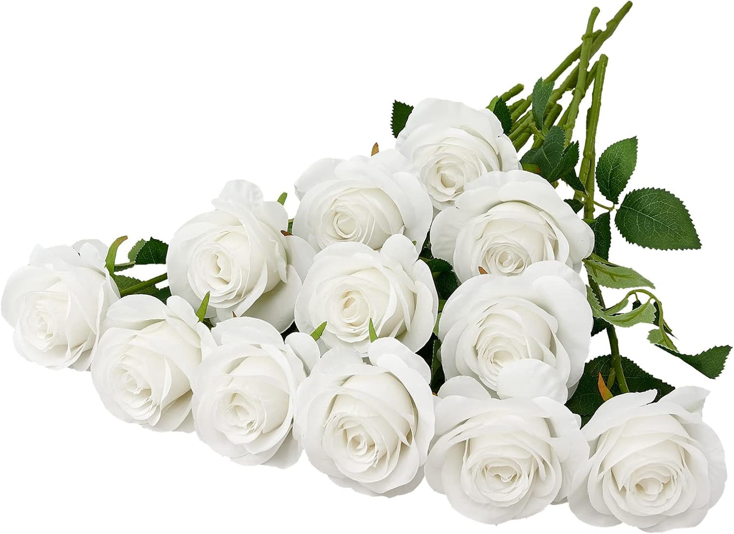 12pcs Roses Artificial Flowers Fake Roses White Silk Roses Flowers Rose with Long Stems for Wedding Home Party Centerpieces Decorations