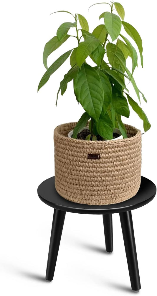 Uneedem Indoor Plant Stand, Modern Plant Table 8.9" Tall Wood Mid Century Flower Holder Small Round Side End Table
