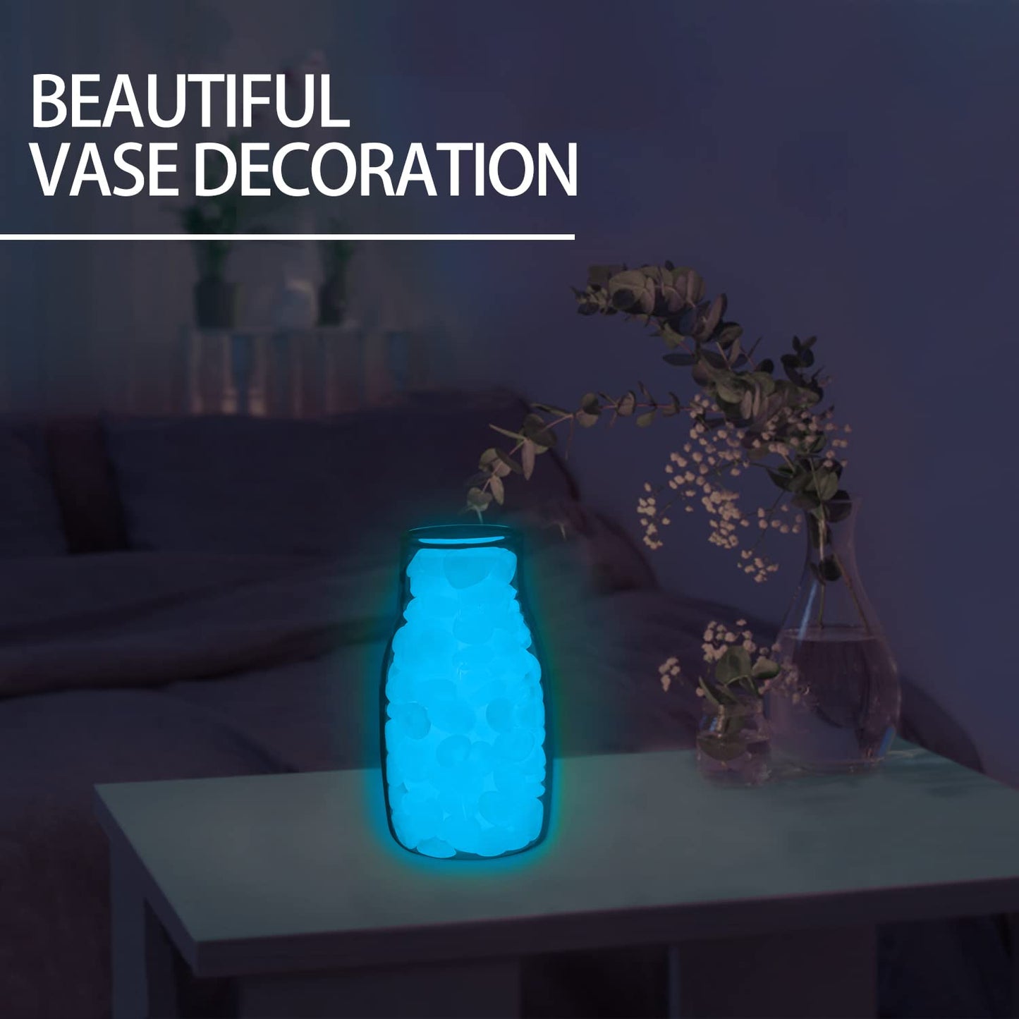 900pcs Glow in The Dark Rocks Outdoor Decorations Stones Small Luminous Pebbles Indoor/Outdoor Decor for Garden Fish Tank Aquarium Planter Walkway - White