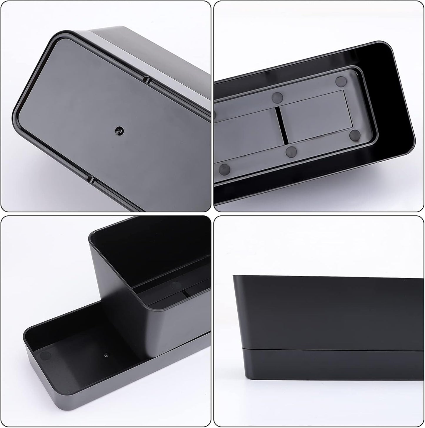 GREANER Window Boxes, 3 Pack 12x3.8 Inch Mixed Color Rectangle Herb Planters with Tray, Indoor Succulent Cactus Plastic Saucer Pot for Windowsill, Balcony, Office, Outdoor Garden (Black, White, Beige)