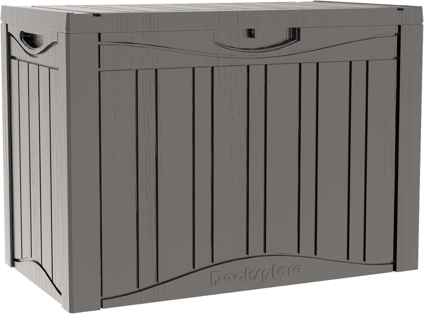 50GAL Brown Deck Box with Special Pattern & Lock Hole – Waterproof, SGS - Approved UV Resistance, Stylish Storage for Outdoor Cushions & Decor, Effortless Assembly