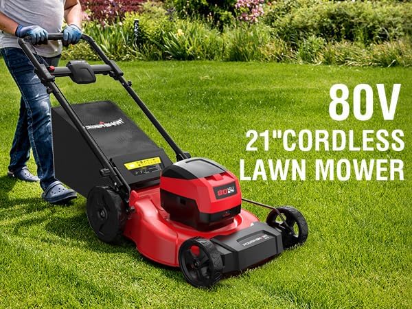 Powersmart 80V 21" Brushless Cordless Lawn Mower (Push) Battery Lawn Mower with 6.0Ah Battery and Charger