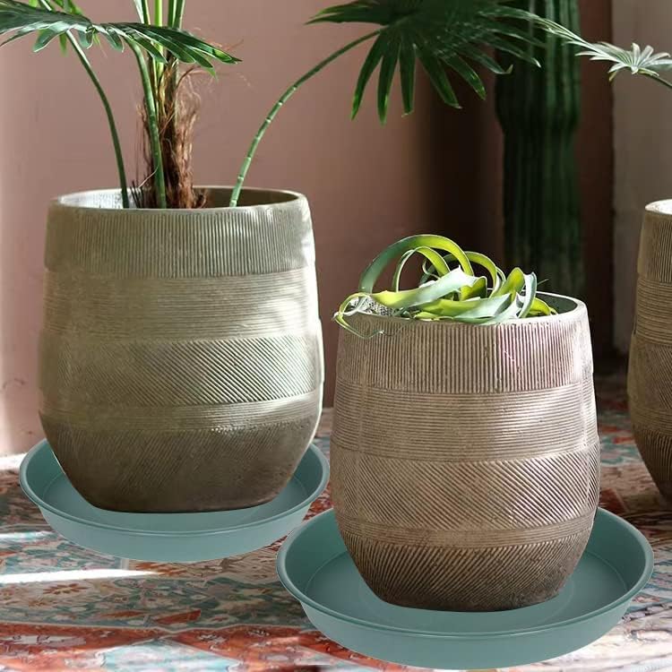 4 Pack of 16 17 inch Plant Saucer (15 inch Base), 2.3" Depth, Heavy Duty Deep Plant Trays for Pots, Bird Bath Bowls, Plastic Plant Saucers for Indoors, Drip Trays for Planter (17", Green)