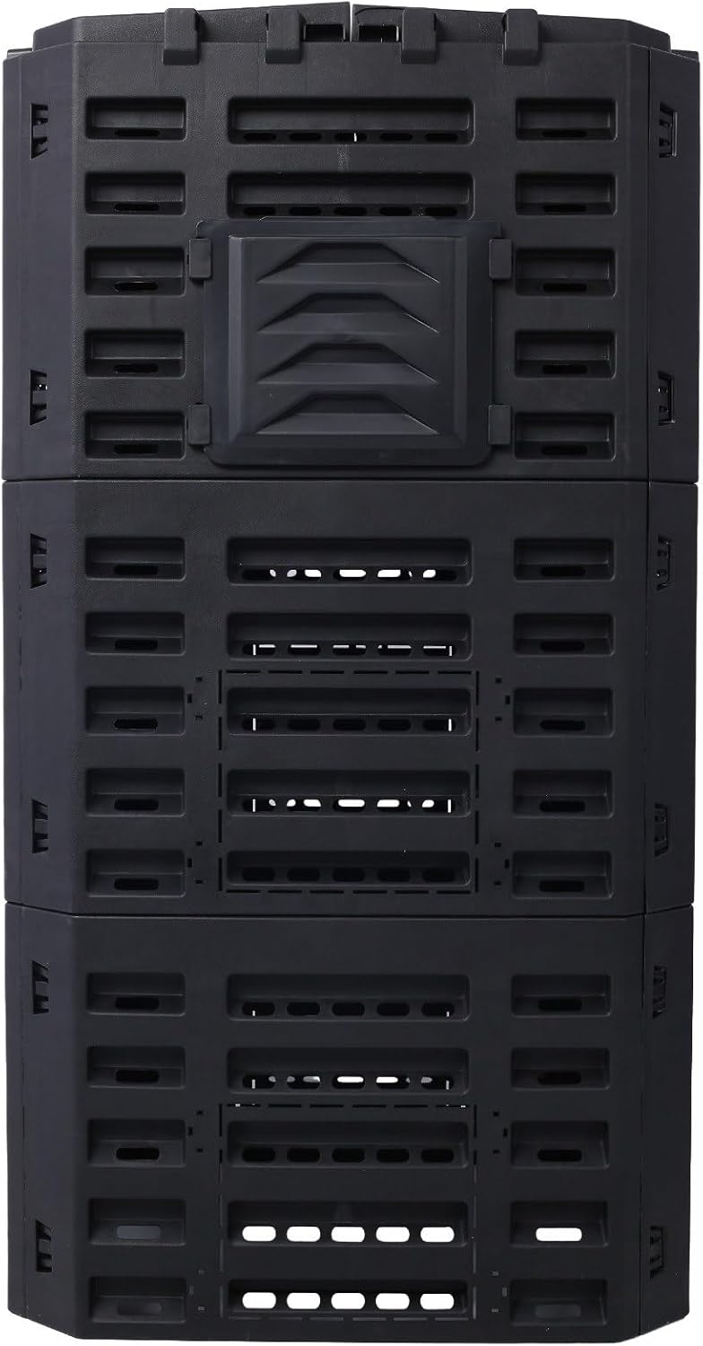 90 Gallon Garden Composter Bin - Premium Recycled Plastic, Large 340 Liter Capacity, Easy Assembly, Lightweight, Aerating Outdoor Compost Box for Fertile Soil