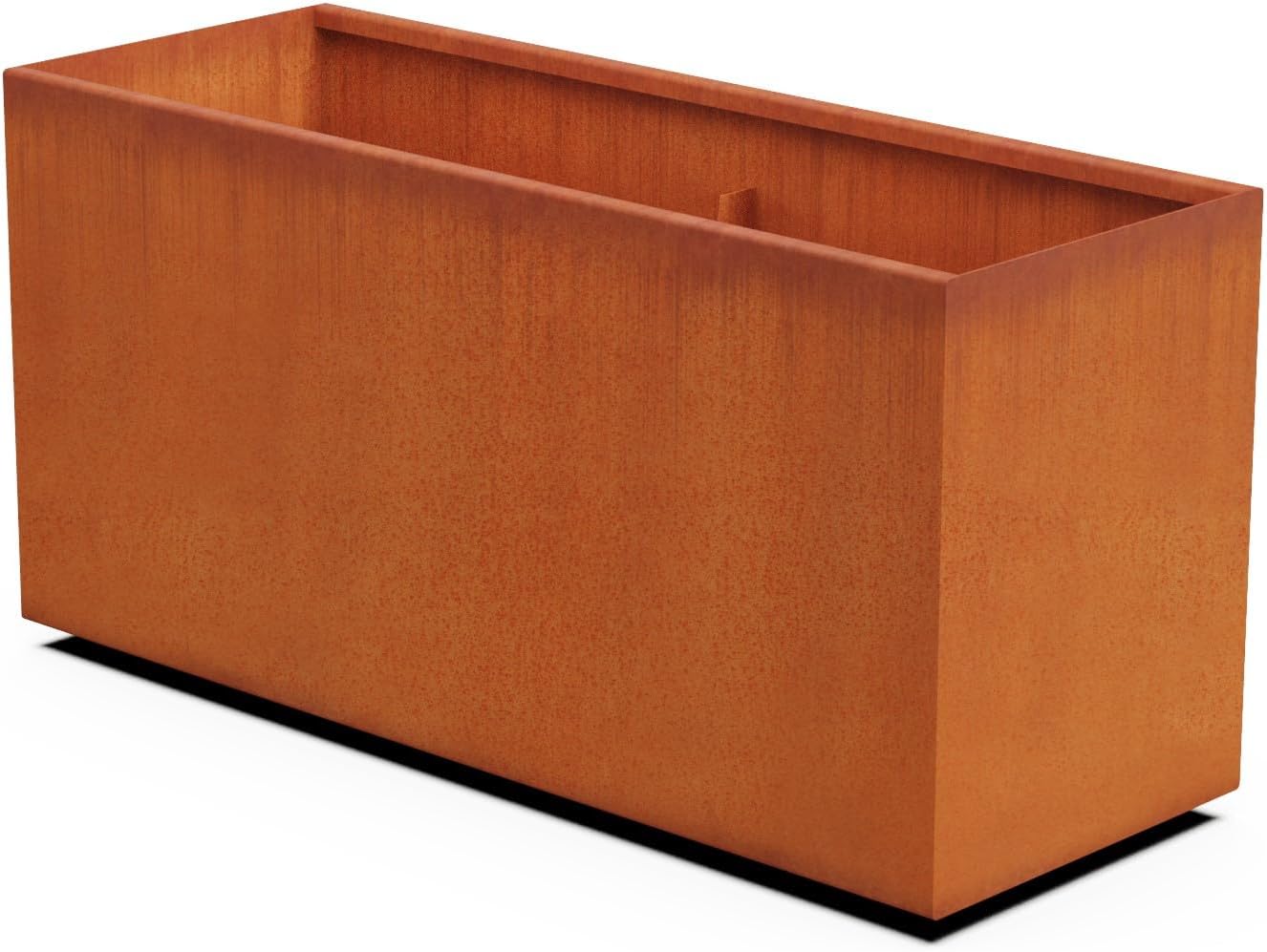 Corten Steel Planter Rectangle Outdoor Metal Garden Box Heavy Duty | Made in USA | Fully Assembled