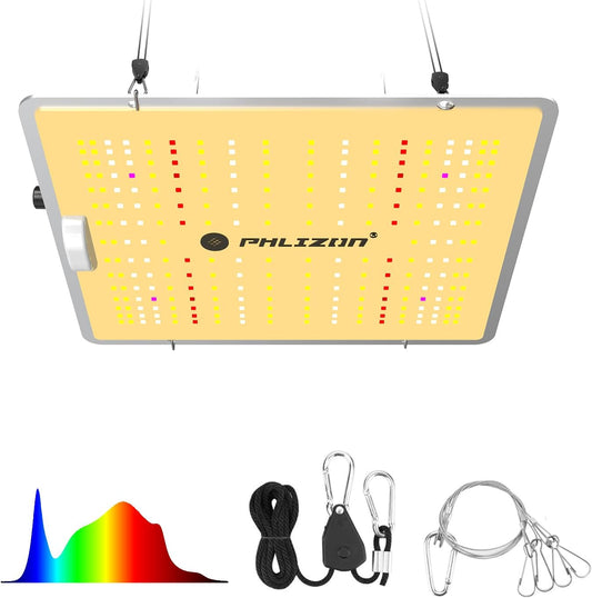 Phlizon PL1000 Dimmable Plant LED Grow Light Full Spectrum Grow Lamp for Indoor Plants Waterproof Zero Noise LED Growing Light