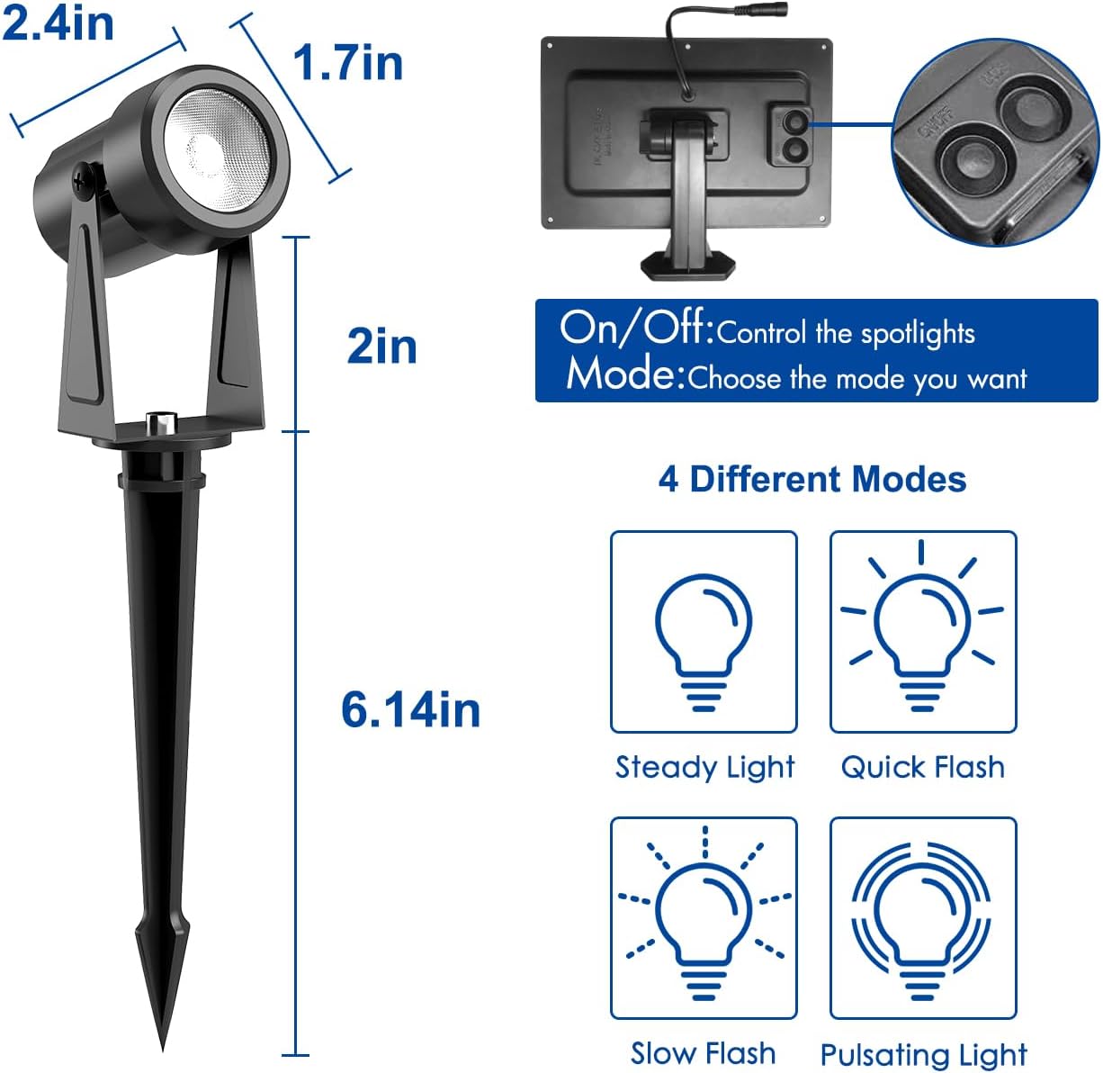 ZYAN Solar Landscape Spotlights Outdoor Waterproof IP65, Bright Solar Powered Garden Yard Spot Lights for Outside Plant, Tree, Pathway, Auto On/Off Wall Lights for Walkway, Patio, Lawn-8 Pack